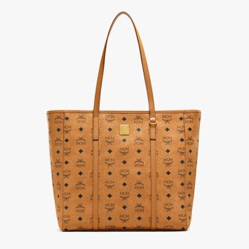 MCM Medium Toni Shopper Tote In Visetos Brown