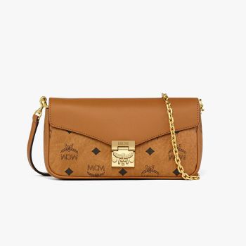 MCM Mini Tracy Shoulder Bag in Mix Visetos Brown