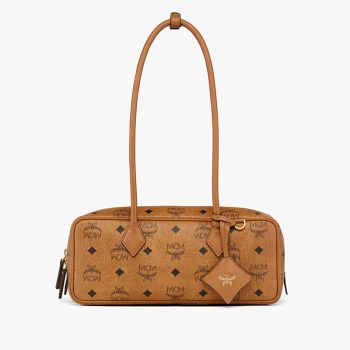 MCM Small Aren East/West Shoulder Bag in Visetos Brown