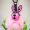 MCM Rabbit Charm with Fox Fur in Visetos Pink