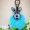 MCM Rabbit Charm with Fox Fur in Visetos Washed Blue