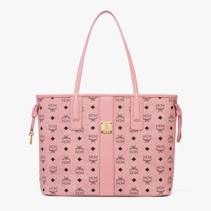 MCM Medium Liz Shopper Tote In Visetos Canvas Light Pink