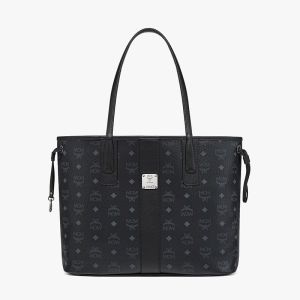 MCM Medium Reversible Liz Shopper Tote In Monogram Visetos Black