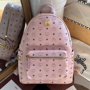 MCM Medium Stark Side Studs Backpack in Visetos Cherry