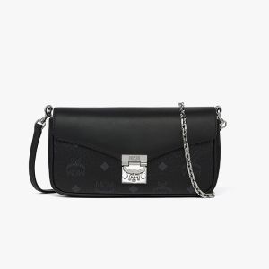 MCM Mini Tracy Shoulder Bag in Mix Visetos Black