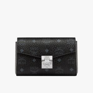 MCM Small Millie Flap Crossbody in Visetos Black