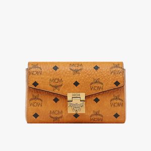 MCM Small Millie Flap Crossbody in Visetos Brown