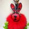 MCM Rabbit Charm with Fox Fur in Visetos Red
