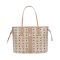 MCM Medium Reversible Liz Shopper Tote in Visetos and Check Graphic Beige
