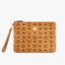 MCM Medium Wristlet Zip Pouch in Visetos Original Brown