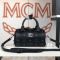MCM Mini Essential Boston Bag in Visetos Black