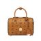 MCM Small Essential Boston Bag in Visetos Brown