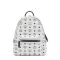 MCM Small Stark Side Studs Backpack in Visetos White